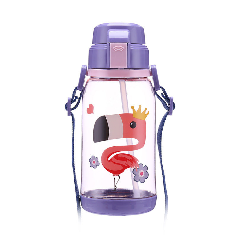 Kids Sports Water Bottle - BPA-Free Plastic, Straw Lid, Leak proof & Lightweight