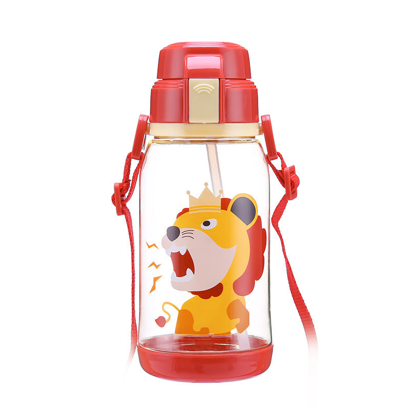 Kids Sports Water Bottle - BPA-Free Plastic, Straw Lid, Leak proof & Lightweight