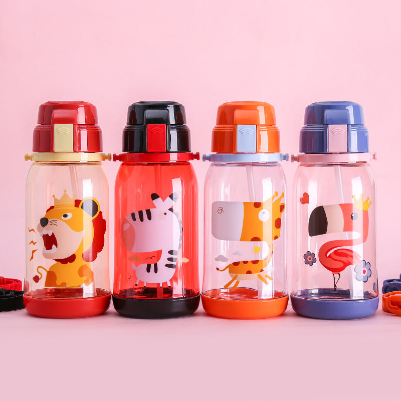 Kids Sports Water Bottle - BPA-Free Plastic, Straw Lid, Leak proof & Lightweight