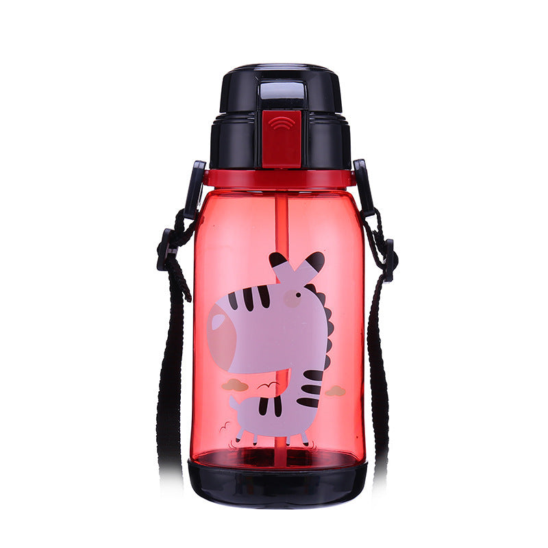 Kids Sports Water Bottle - BPA-Free Plastic, Straw Lid, Leak proof & Lightweight