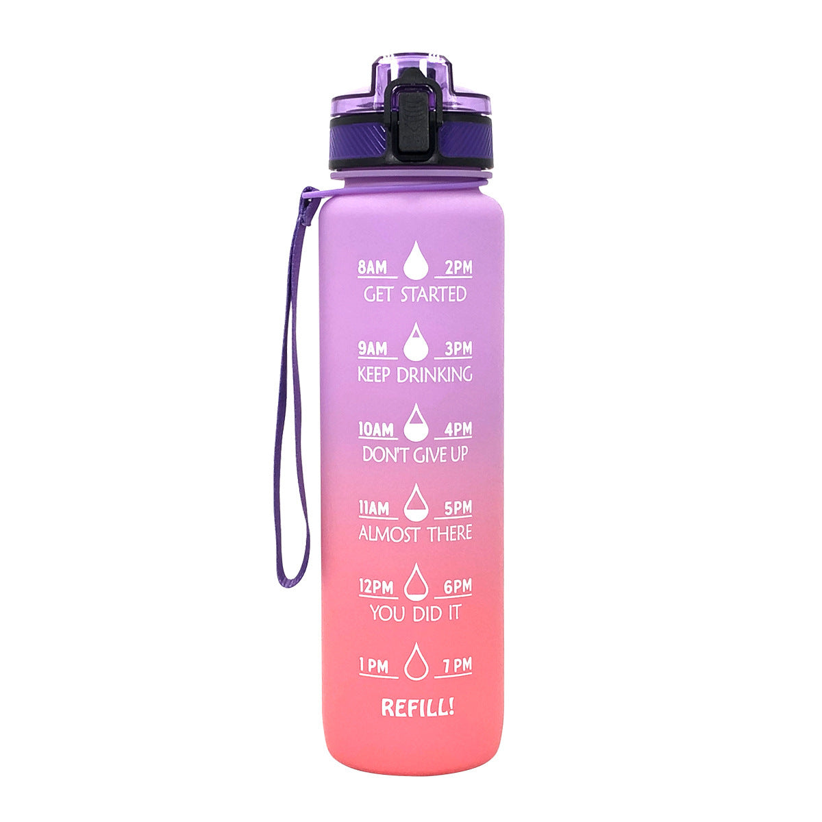 1L Gradient Kids Sports Water Bottle – Leakproof, Colorful, with Daily Tracking - Multiple Colors