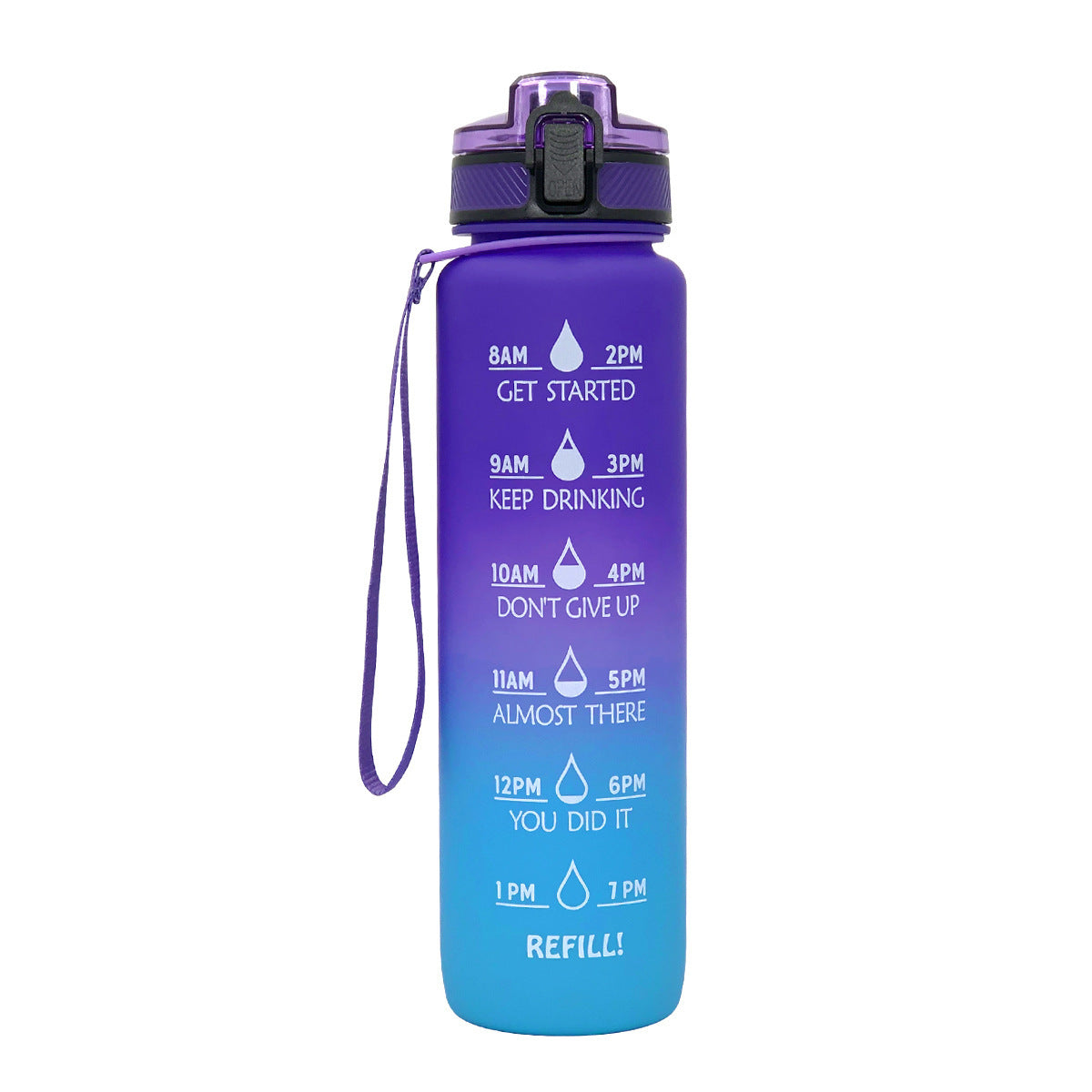 1L Gradient Kids Sports Water Bottle – Leakproof, Colorful, with Daily Tracking - Multiple Colors